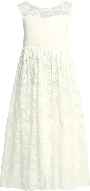 Weileenice Flower Girl Wedding Dress Sheer Back Kids Princess Bridesmaid Communion Party Prom Bohemian Maxi Lace Dresses