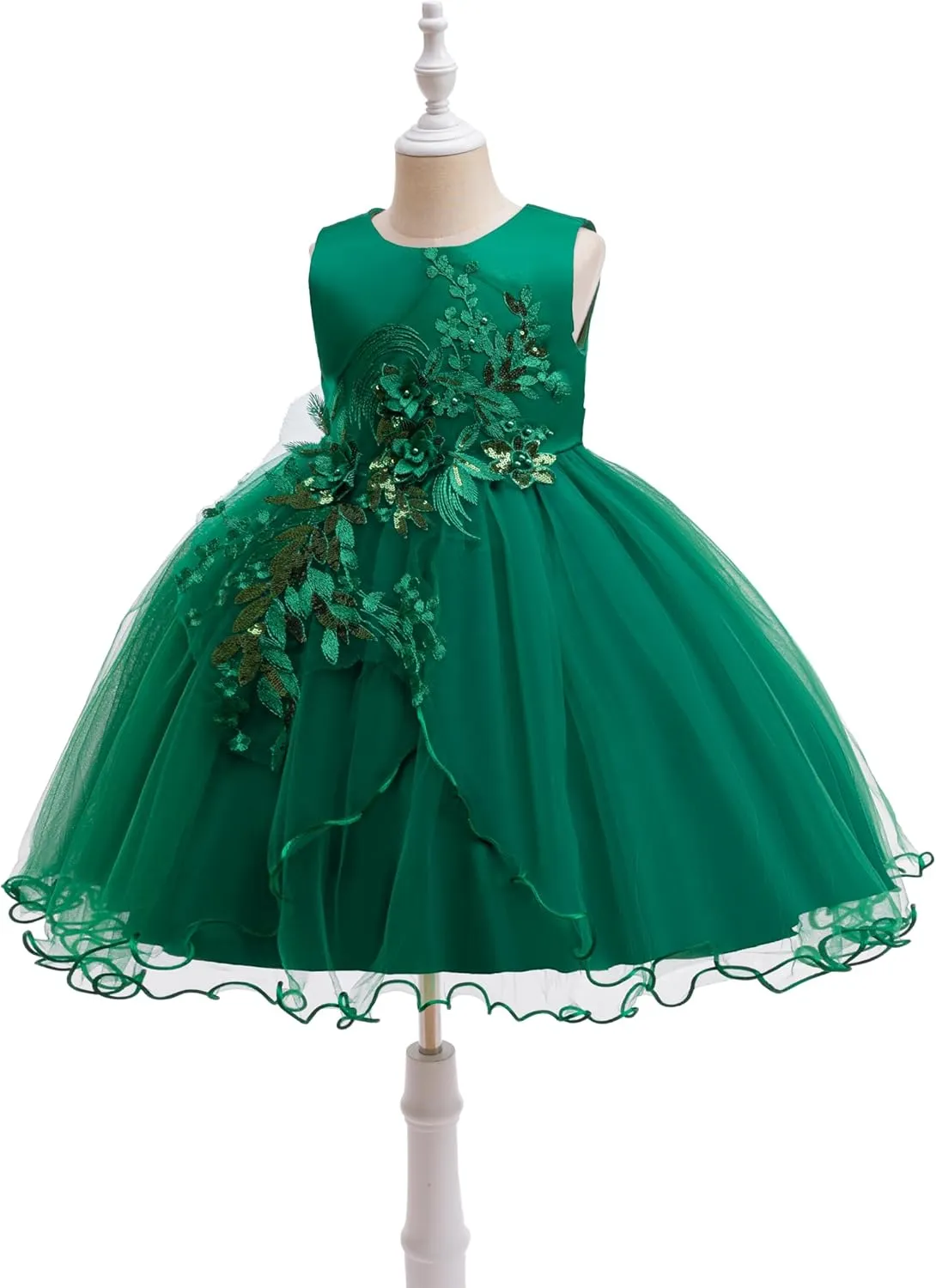 Weileenice Flower Girls Lace Bridesmaid Dress Kids Princess Wedding Prom Pageant Birthday Party Tutu Tulle Dresses