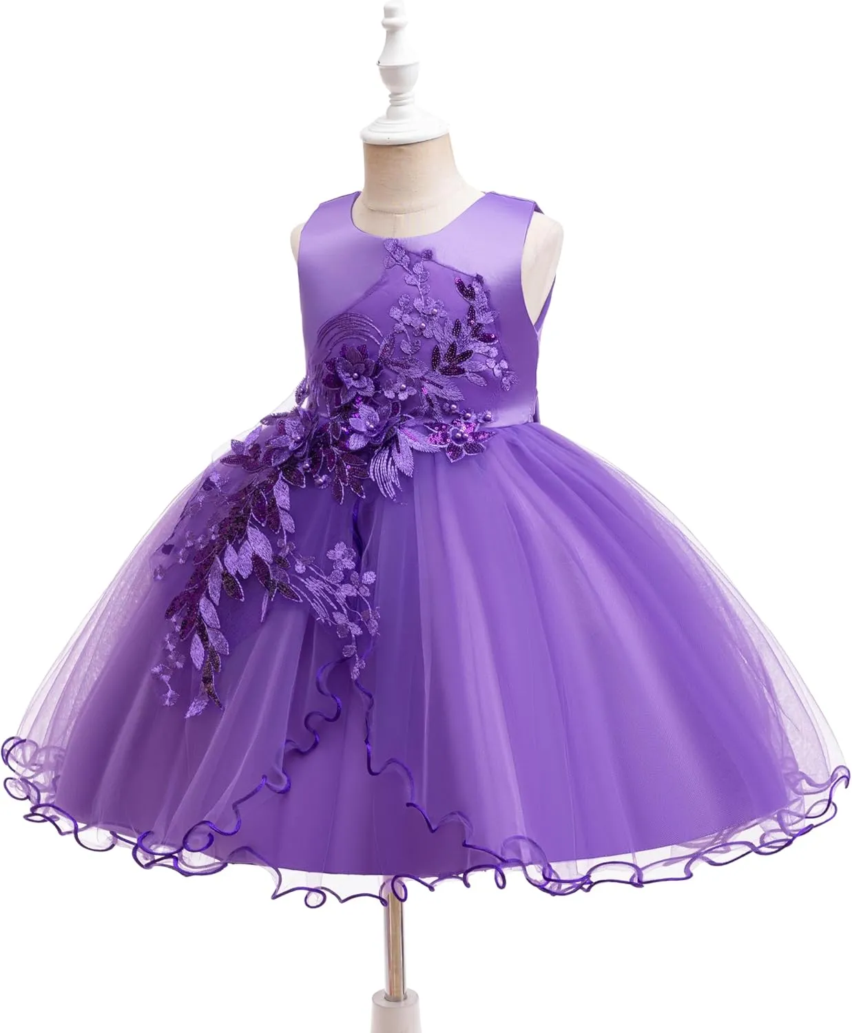 Weileenice Flower Girls Lace Bridesmaid Dress Kids Princess Wedding Prom Pageant Birthday Party Tutu Tulle Dresses