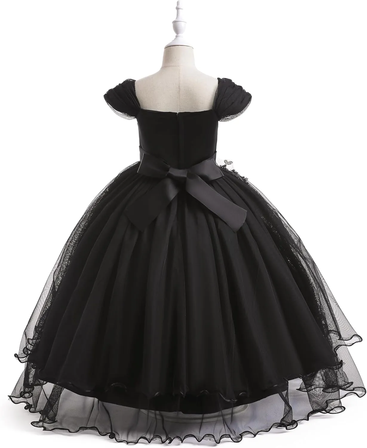 Weileenice Vintage Off The Shoulder Flower Girl Dress Lace Embroidery Little/Big Girls Wedding Bridesmaid Holiday Ballgown