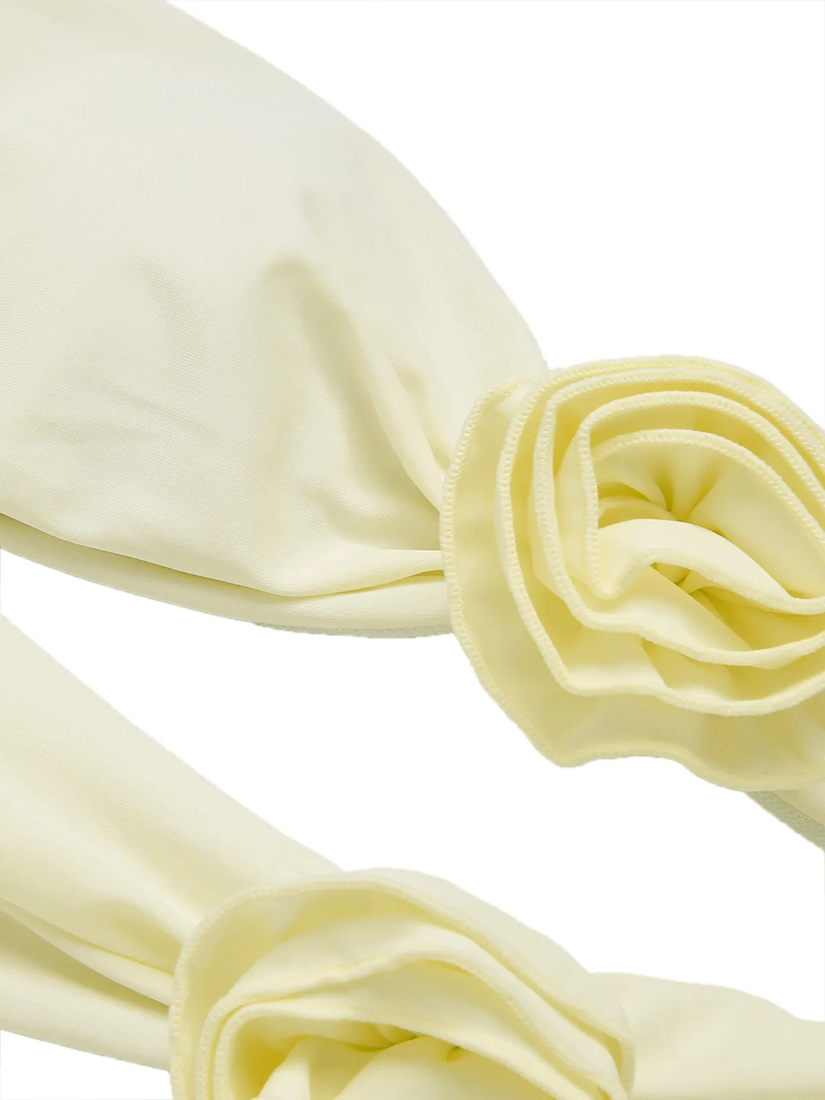 White 1930S 3D Flowers Hollow Bandeau Swimsuit