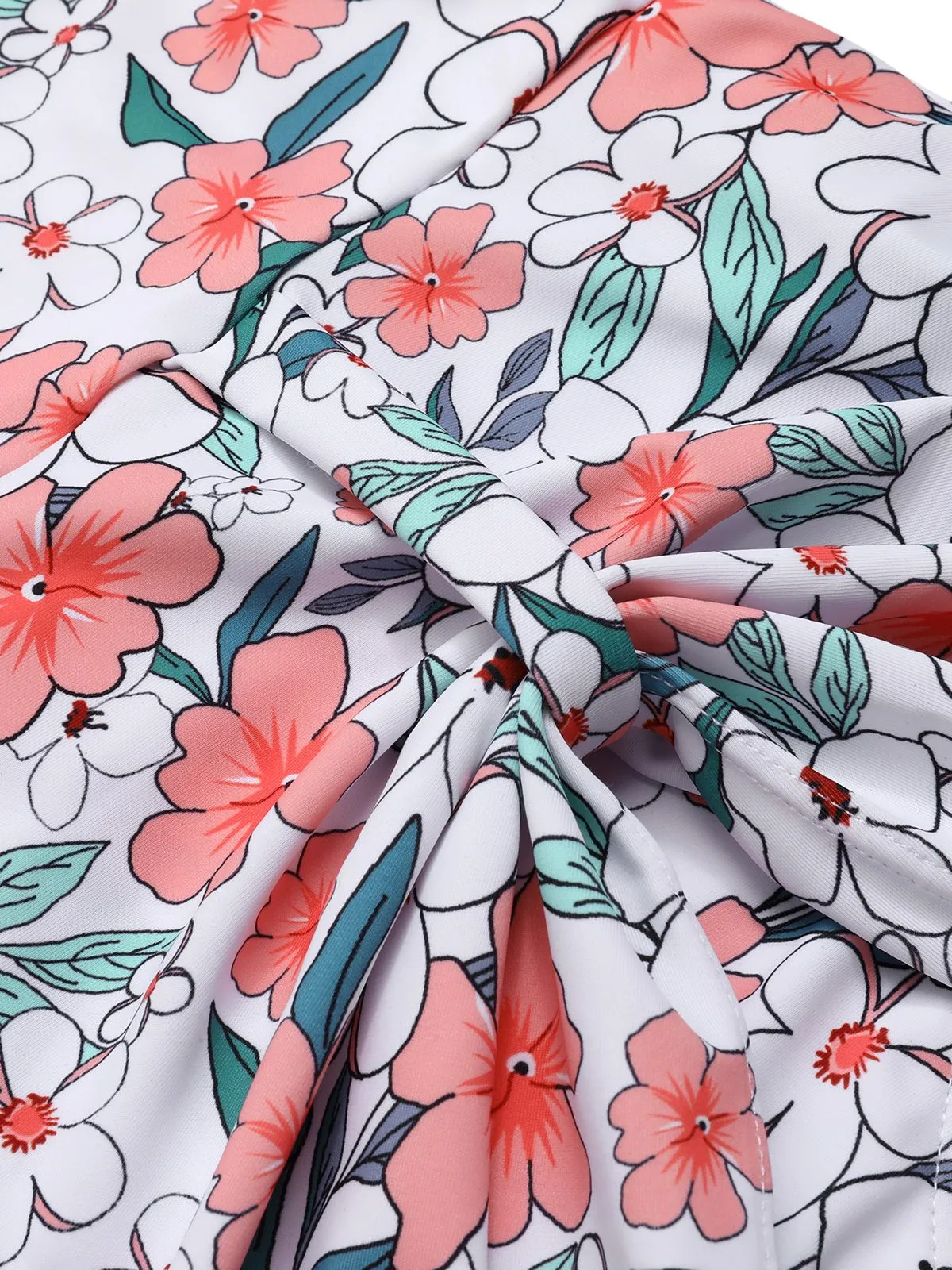 White 1930s Floral Wide Strap Swimsuit