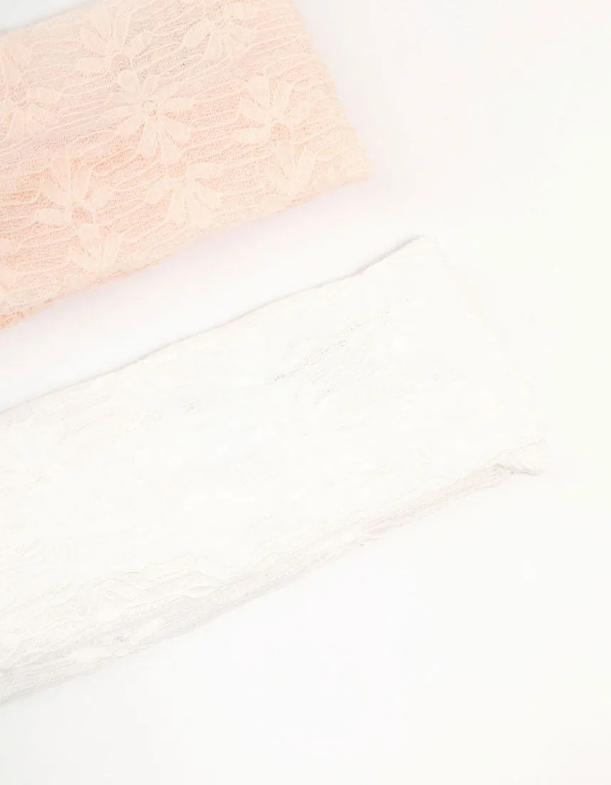 White & Pink Stretch Lace Headbands 2-Pack