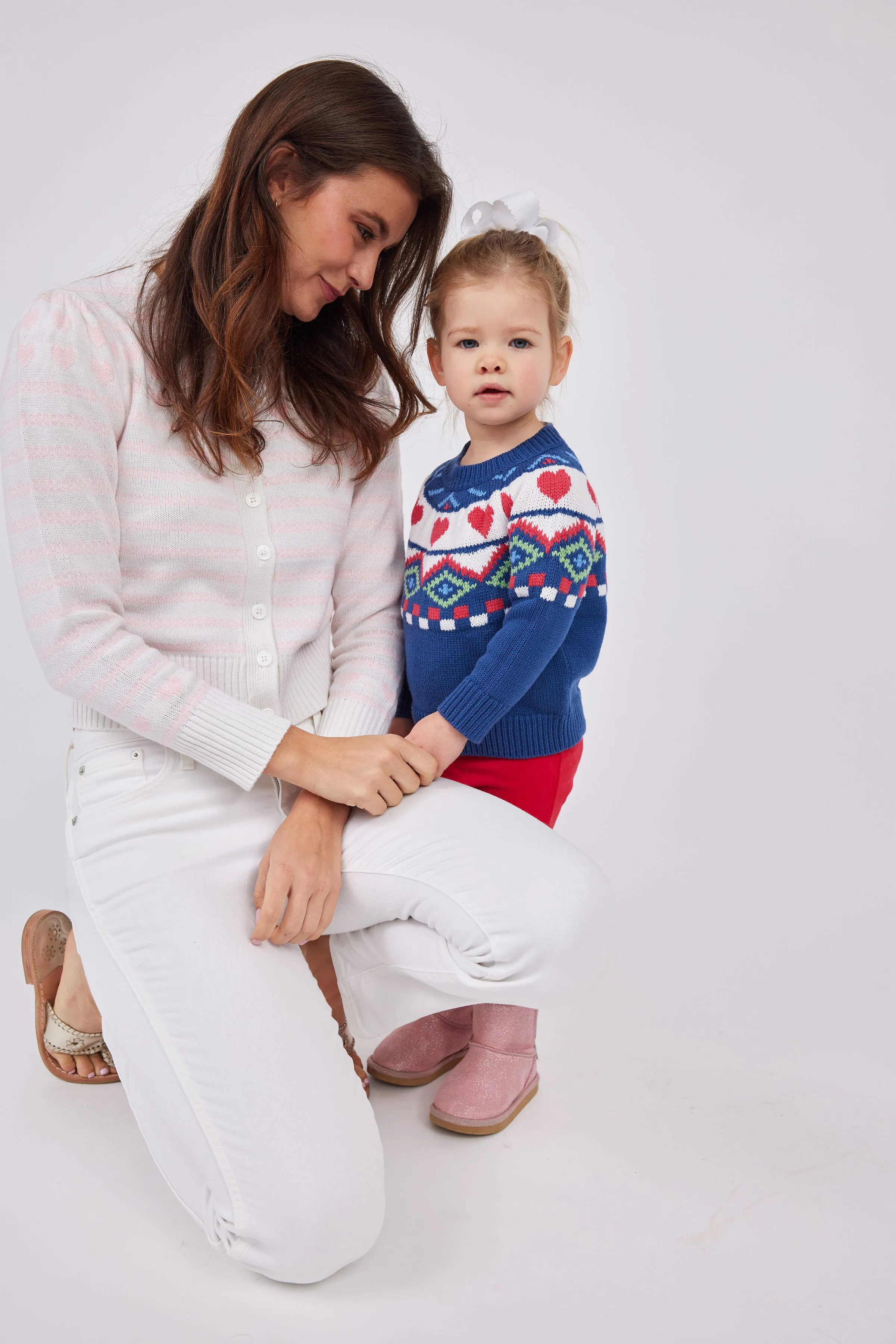 White Button Front Heart Cardigan