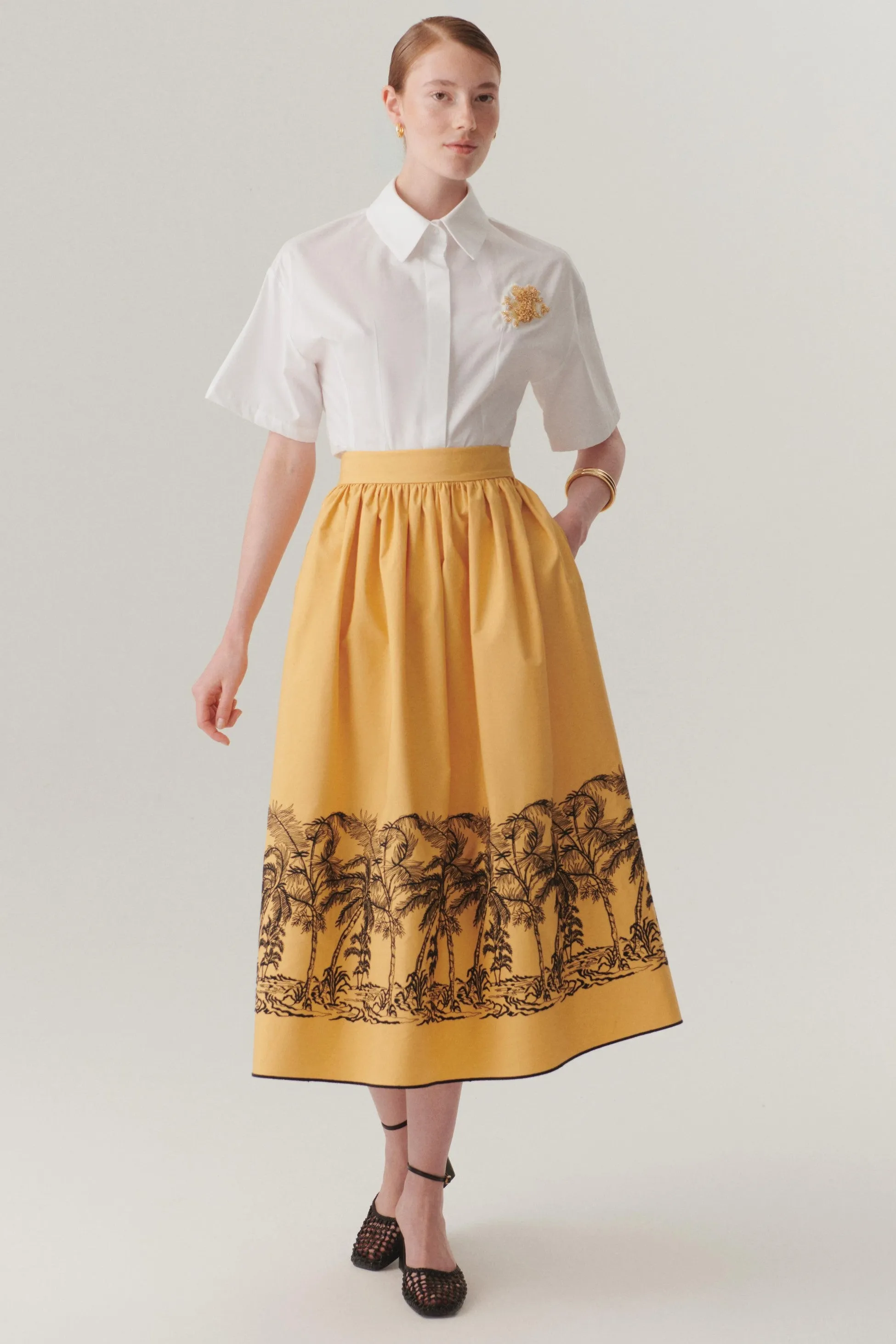 White Embellished Cotton Poplin Shirt