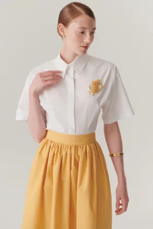 White Embellished Cotton Poplin Shirt