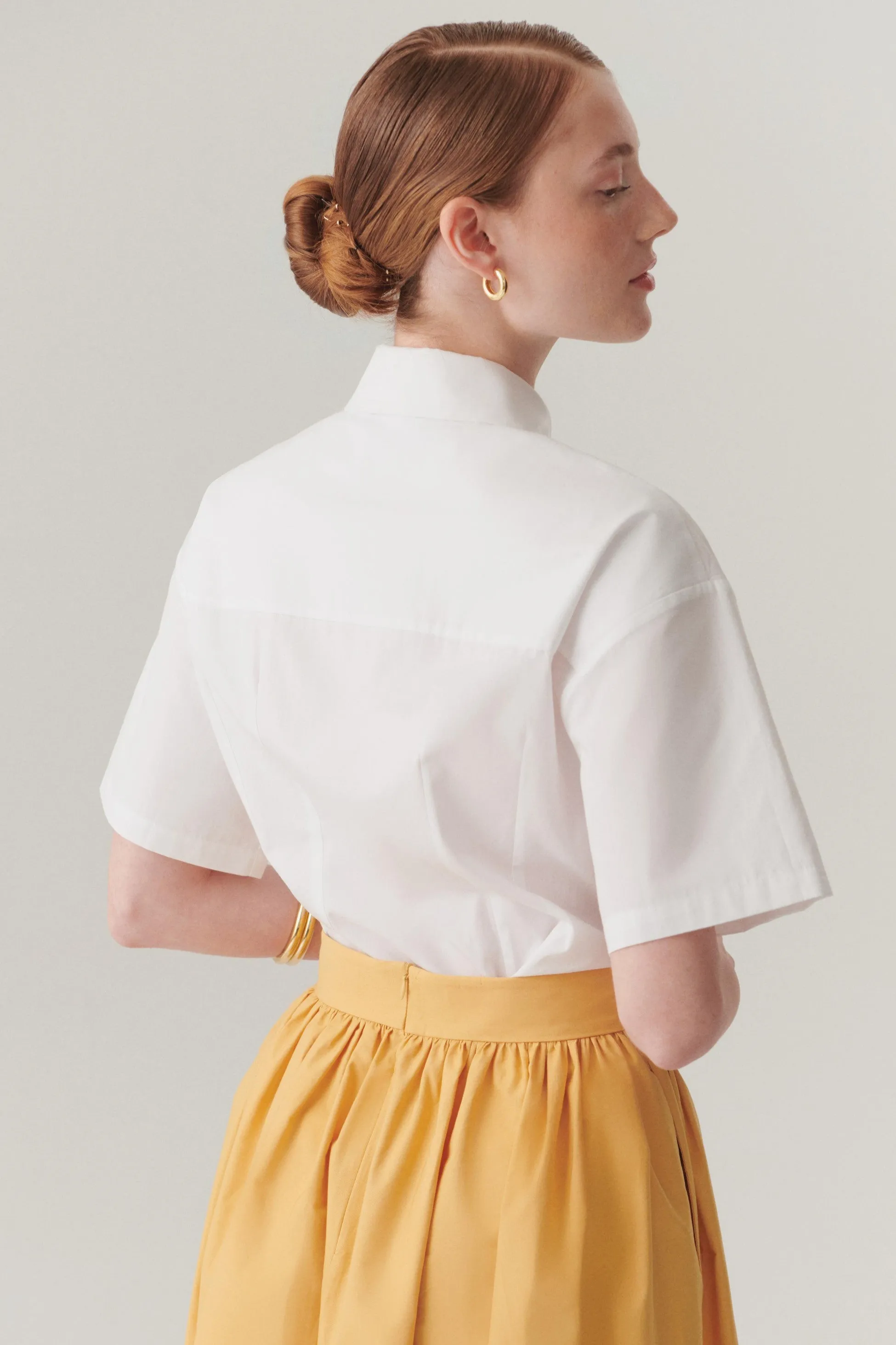 White Embellished Cotton Poplin Shirt