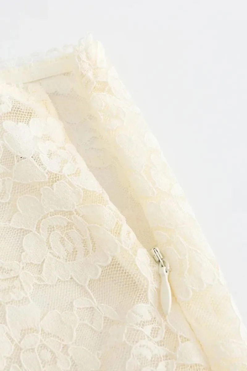 White Floral Lace Two Piece Dress