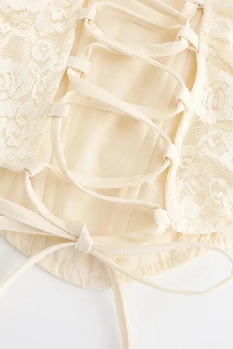 White Floral Lace Two Piece Dress