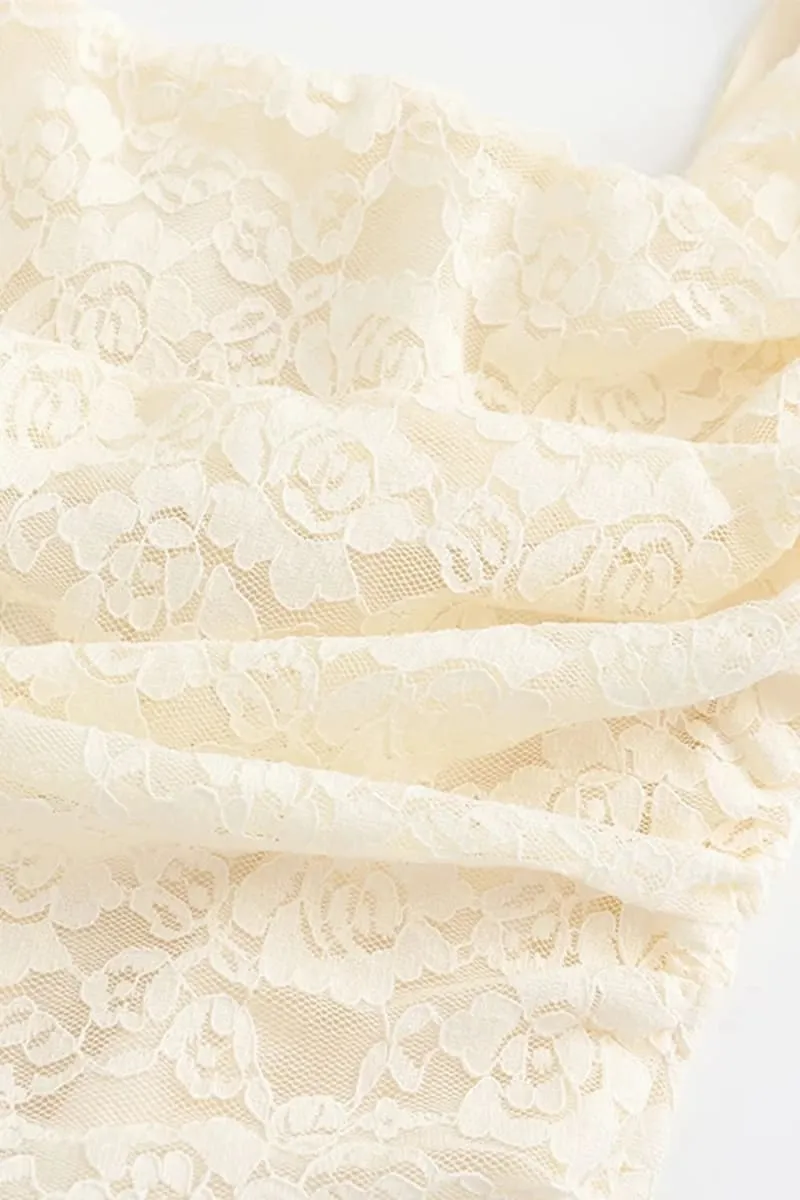 White Floral Lace Two Piece Dress