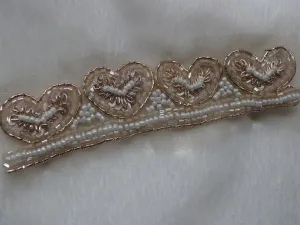 White Golden Pearl and Cutdana Beads Handwork Embroidered Border