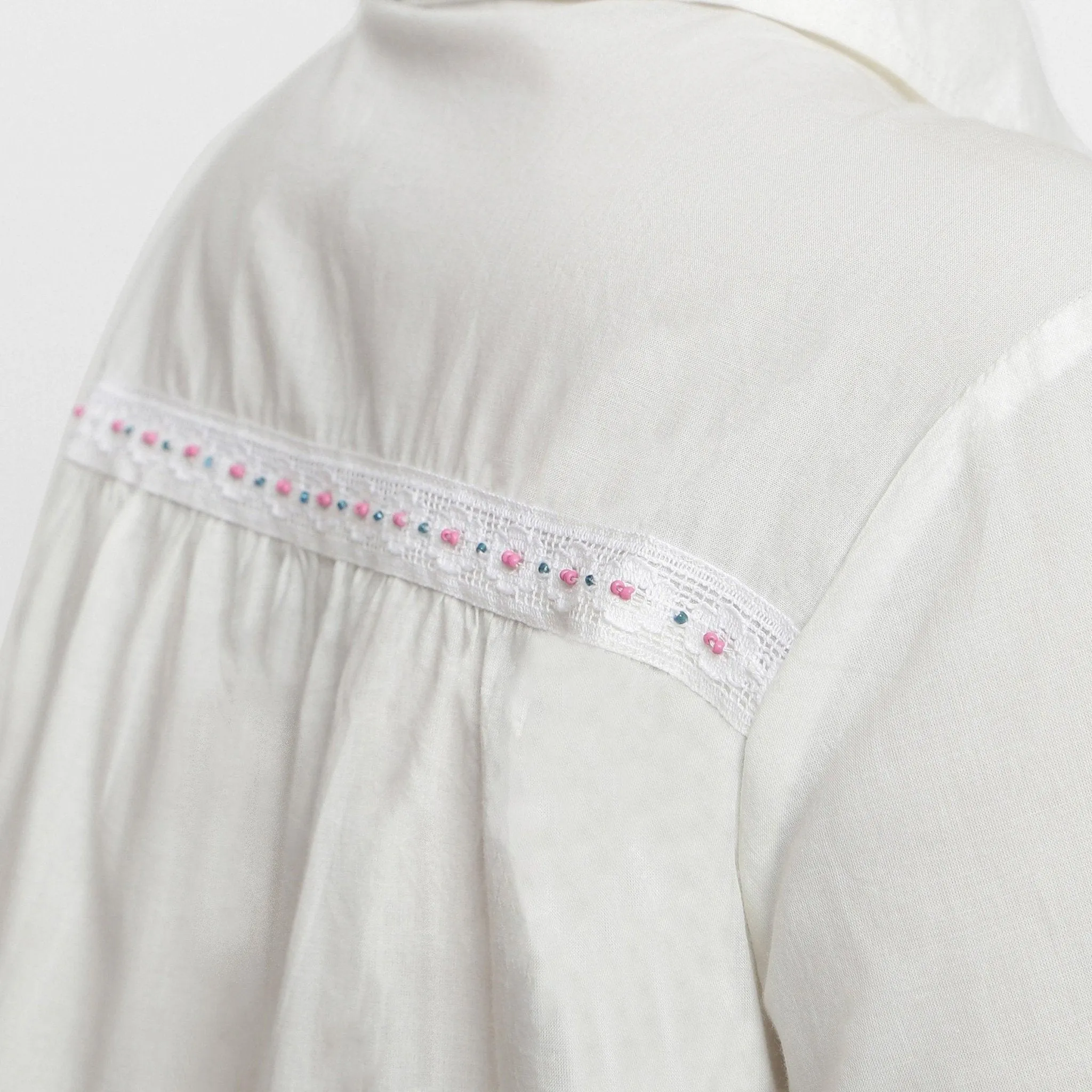 White Organic Cotton Lined Peter Pan Gathered Top