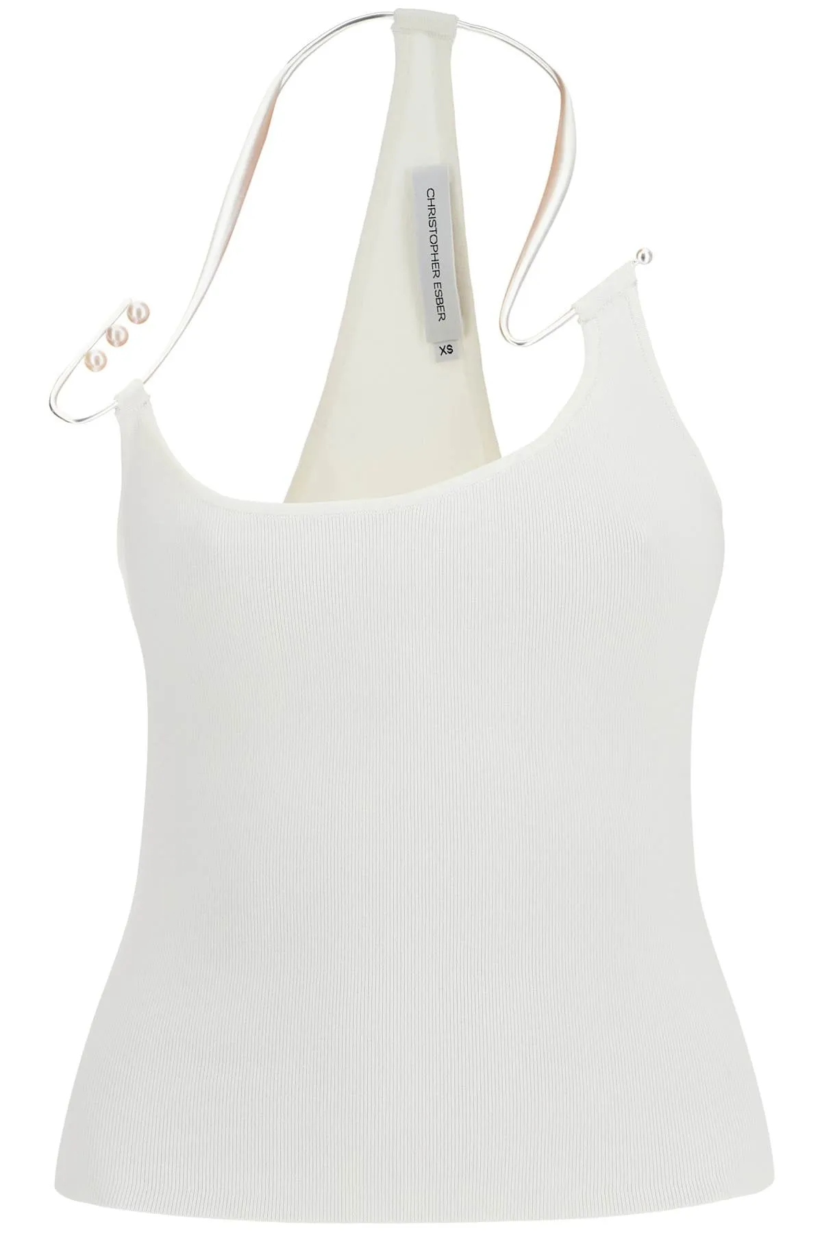 white viscose top with pearl and v-neck 24041006 WHITE