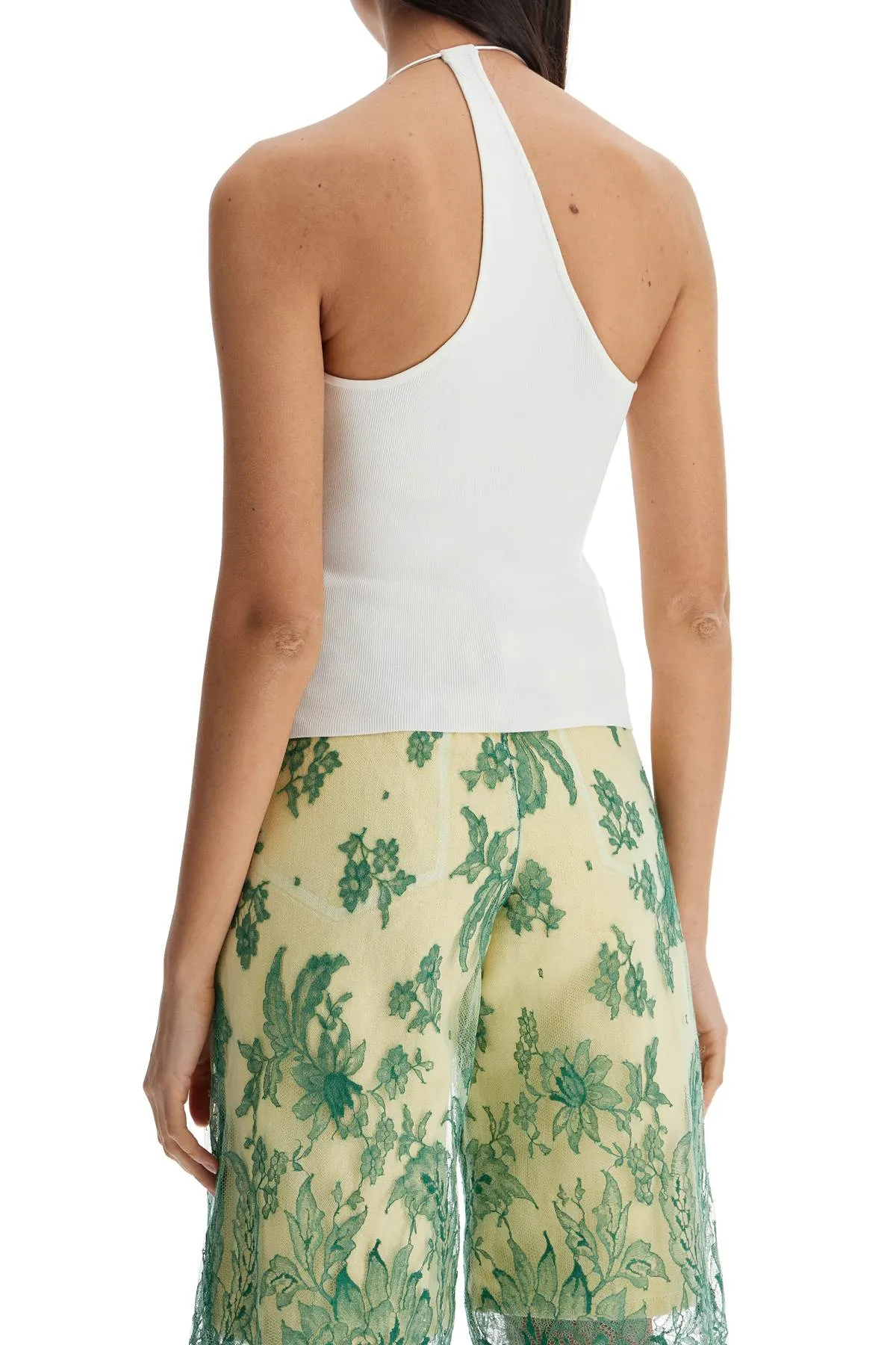 white viscose top with pearl and v-neck 24041006 WHITE