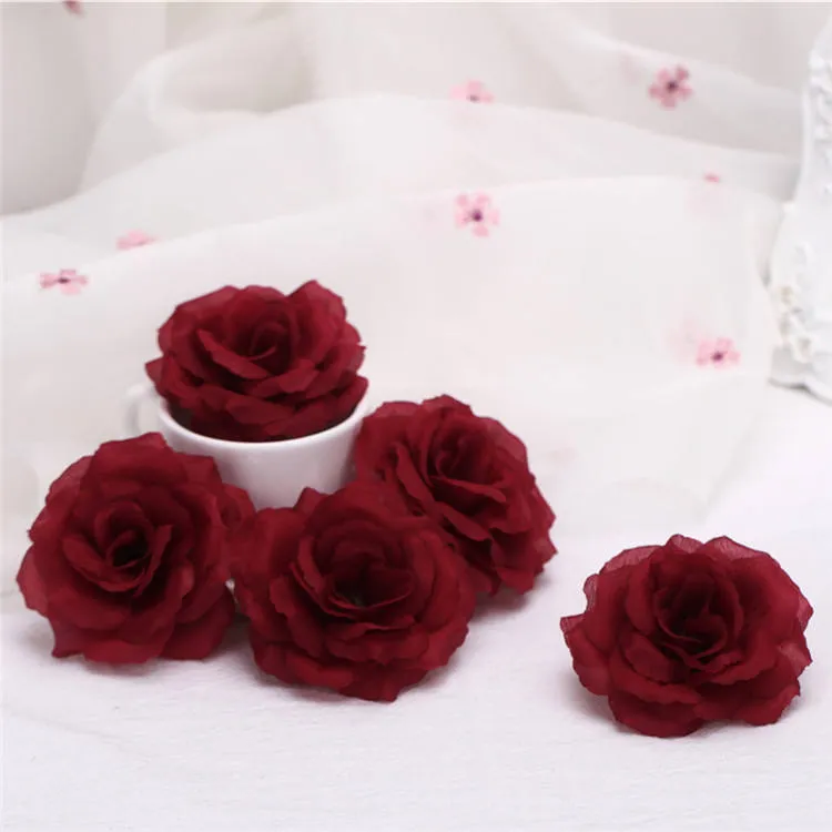 Wholesale Silk Flower Heads Artificial Roses 3 inch 100 Flowers For Flower Ball DIY