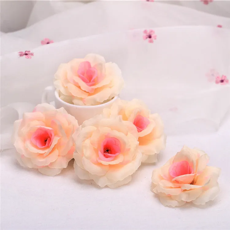 Wholesale Silk Flower Heads Artificial Roses 3 inch 100 Flowers For Flower Ball DIY