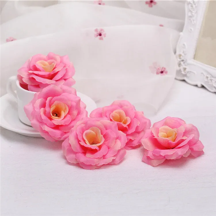 Wholesale Silk Flower Heads Artificial Roses 3 inch 100 Flowers For Flower Ball DIY
