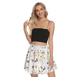 Wildflowers White Mini Skater Skirt No Pockets up to 3 XL (FWS)