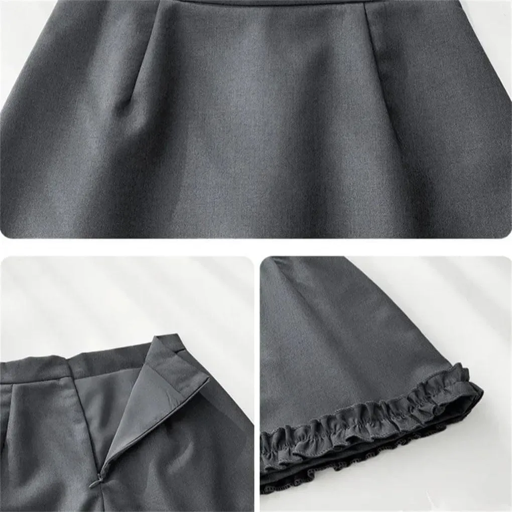 Women Asymmetrical High Waist Mini A- Line Skirt Ruffled Pleated Skirts