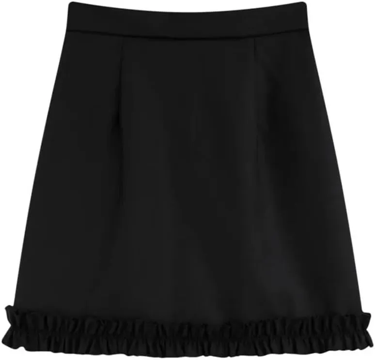 Women Asymmetrical High Waist Mini A- Line Skirt Ruffled Pleated Skirts
