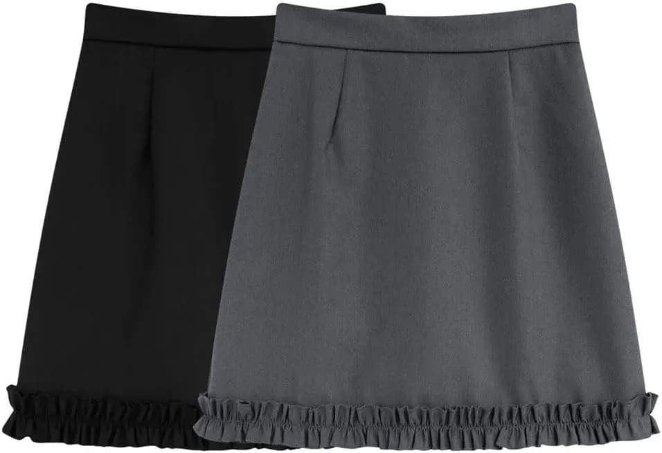 Women Asymmetrical High Waist Mini A- Line Skirt Ruffled Pleated Skirts
