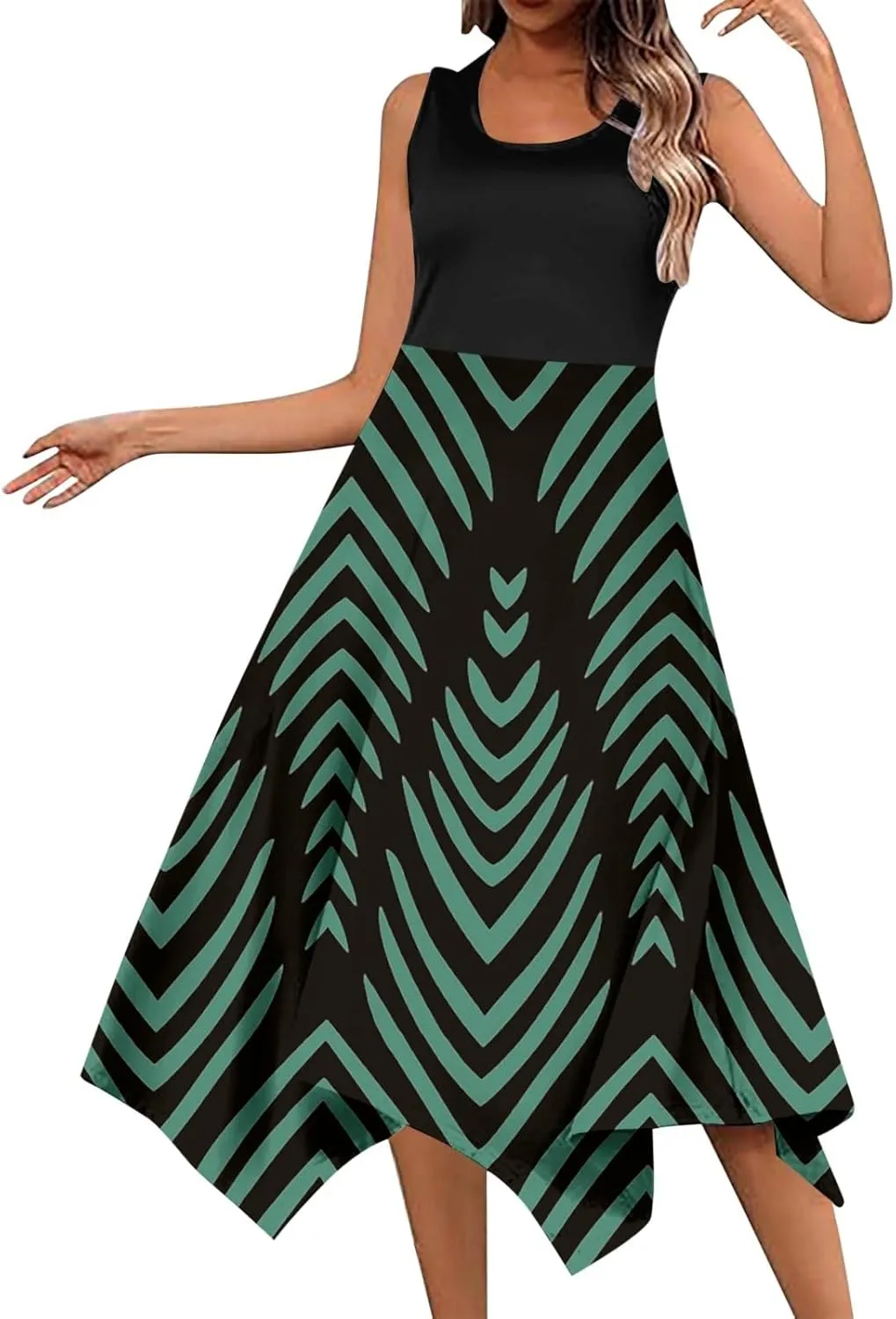 Women Beach Fashion Women's Summer Casual Flowing Floral Elegant Vest Long Dress