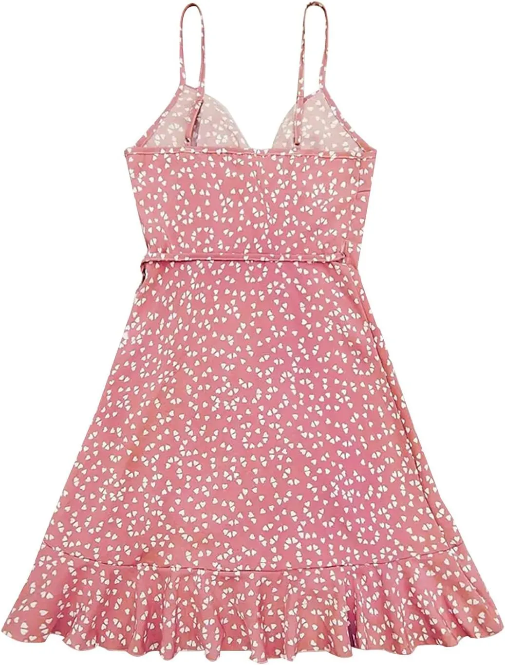 Women Fashion Boho Beach Mini Dress, Summer Sleeveless Spaghetti Strap Sundress Fashion Tie-Up Ruched Casual Dresses