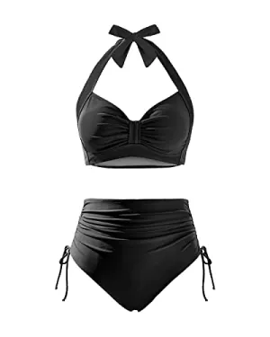 Women High Waisted Bikini Set Two Piece Tummy Control Swimsuit Vintage Swimwear