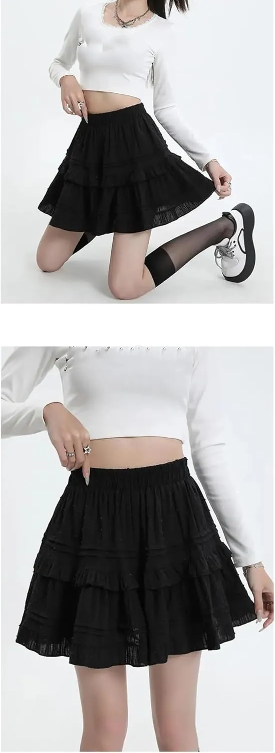 Women High-Waisted Mini Skirt Cropped A- Line Casual Pleated Skirts