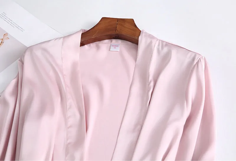 Women Ice Silk Pajamas 4-Piece Set with Chest Pad A041213