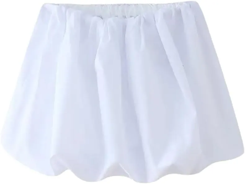 Women Mini Skirts Solid Ball Gown A-Line Pleated High Waist Y2k Classic Mini Skirts