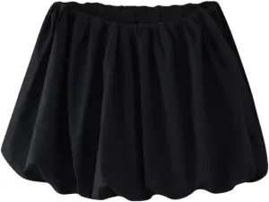 Women Mini Skirts Solid Ball Gown A-Line Pleated High Waist Y2k Classic Mini Skirts