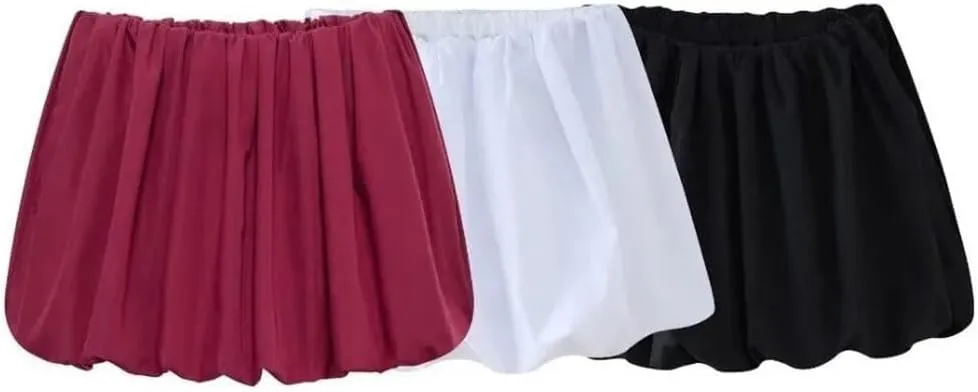 Women Mini Skirts Solid Ball Gown A-Line Pleated High Waist Y2k Classic Mini Skirts