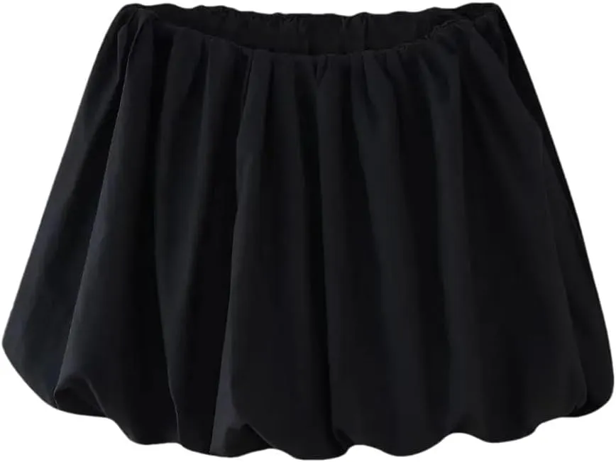 Women Mini Skirts Solid Ball Gown A-Line Pleated High Waist Y2k Classic Mini Skirts