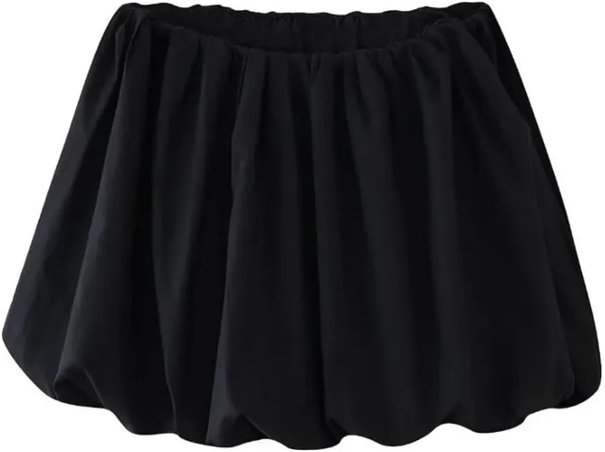 Women Mini Skirts Solid Ball Gown A-Line Pleated High Waist Y2k Classic Mini Skirts