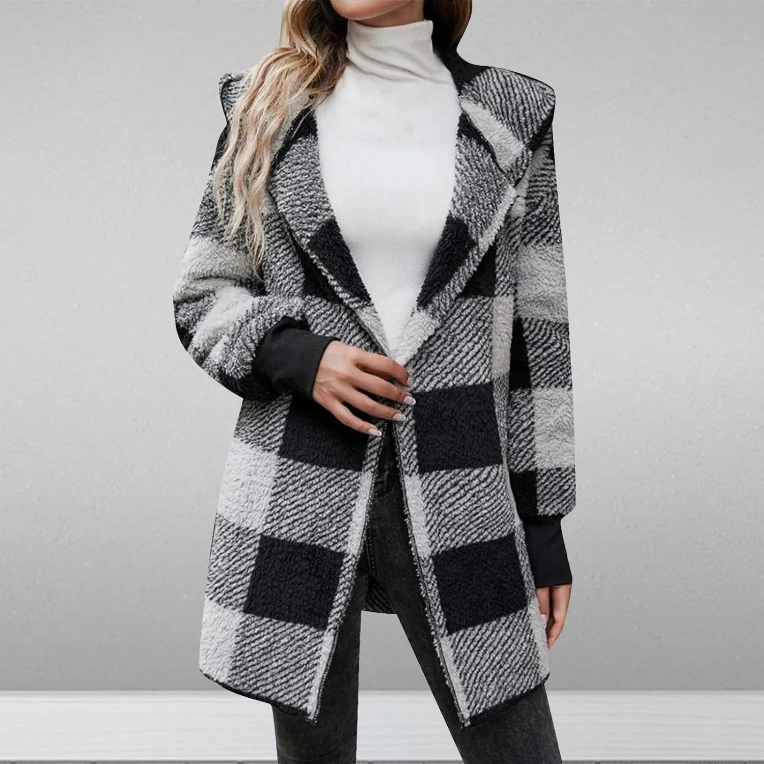 Women Plaid Flannel Jacket Casual Fuzzy Fall Shacket Sherpa Lined Jackets Dressy Casual Trendy Clothing 2024