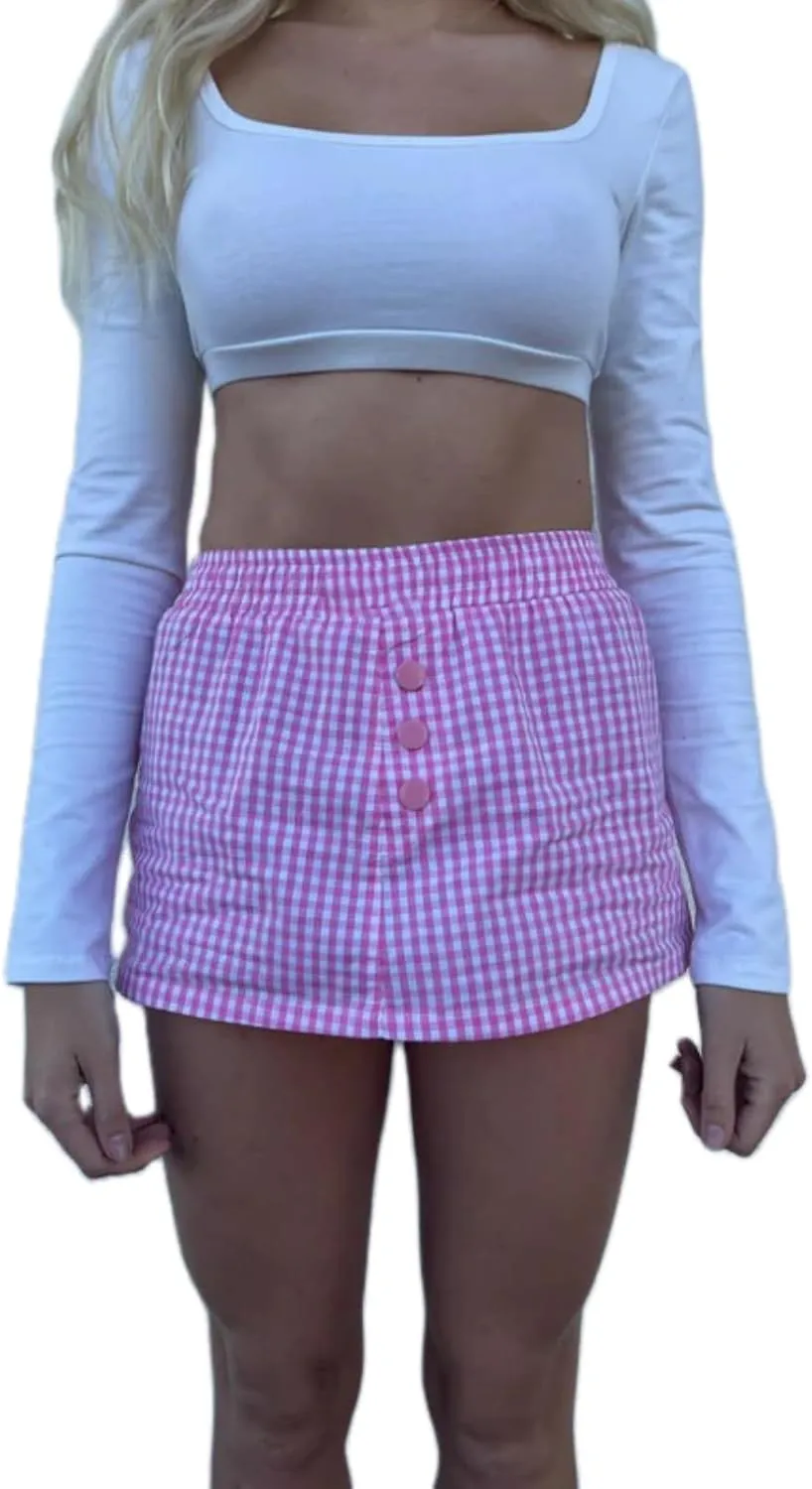Women Y2k Gingham Mini Skirts Ruffles Plaid Print Low Rise Skirts Sexy Leopard Print Pleated Skirts Streetwear