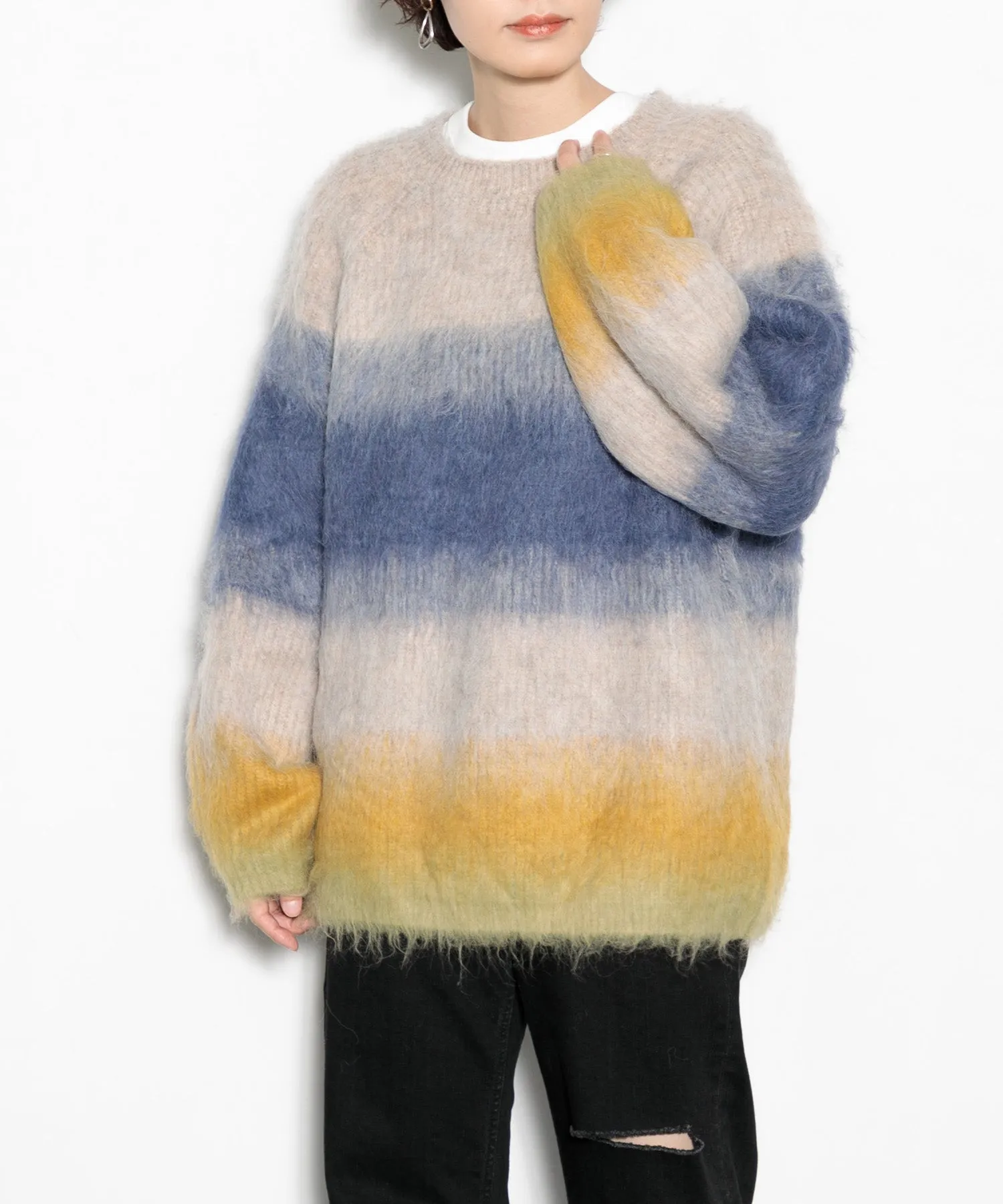 【WOMEN】シャギーグラデーションニットプルオーバー