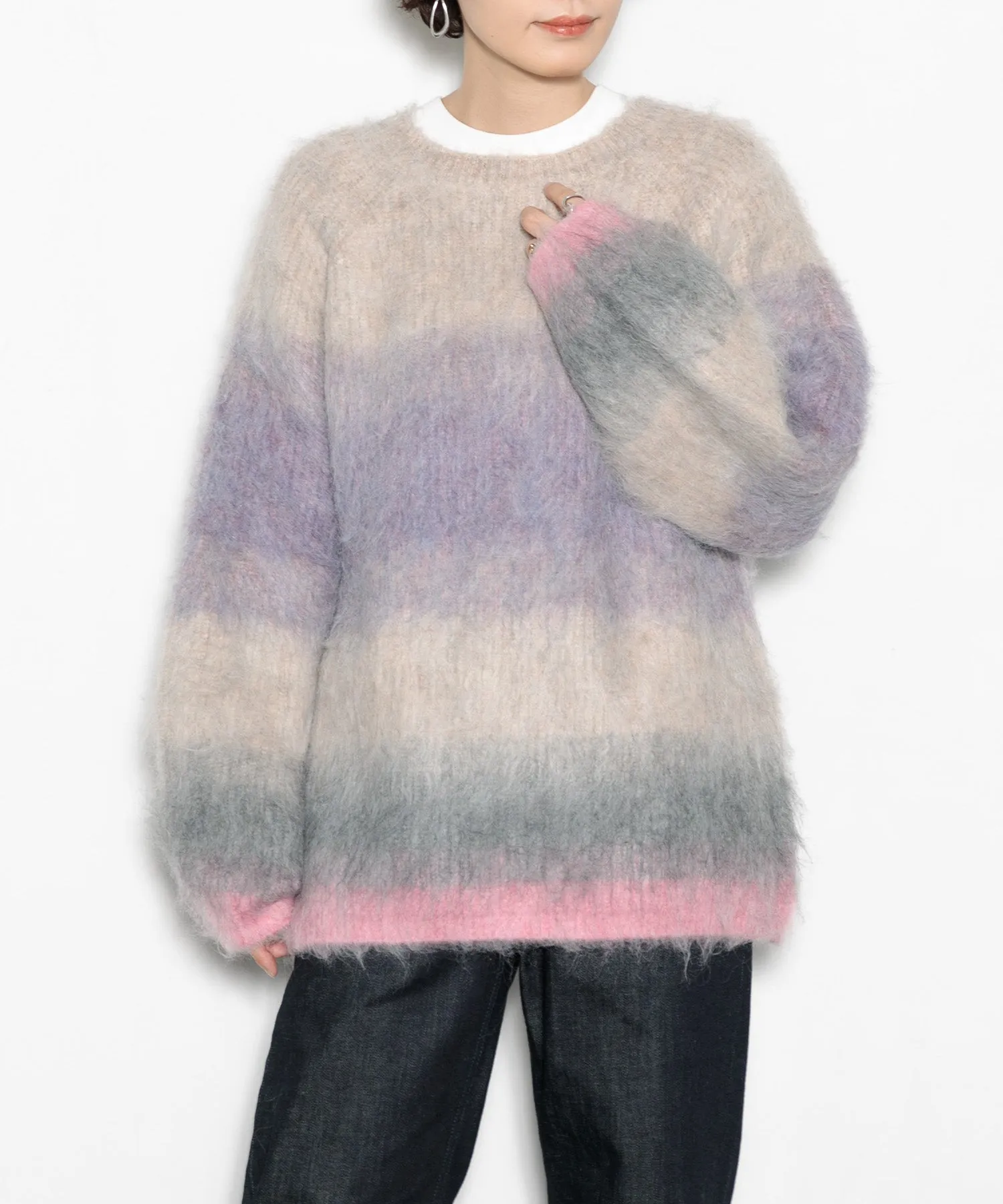 【WOMEN】シャギーグラデーションニットプルオーバー