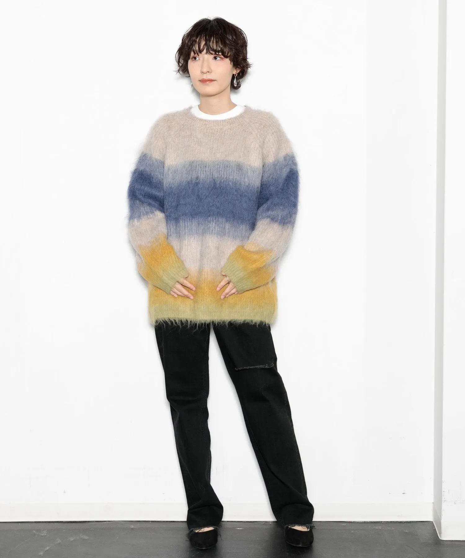 【WOMEN】シャギーグラデーションニットプルオーバー