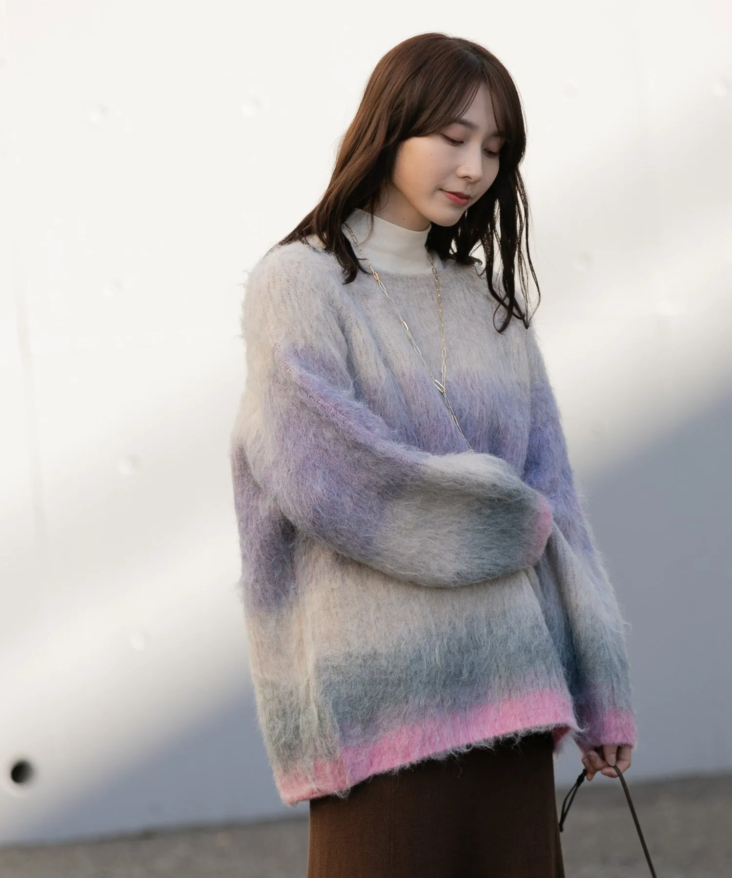 【WOMEN】シャギーグラデーションニットプルオーバー
