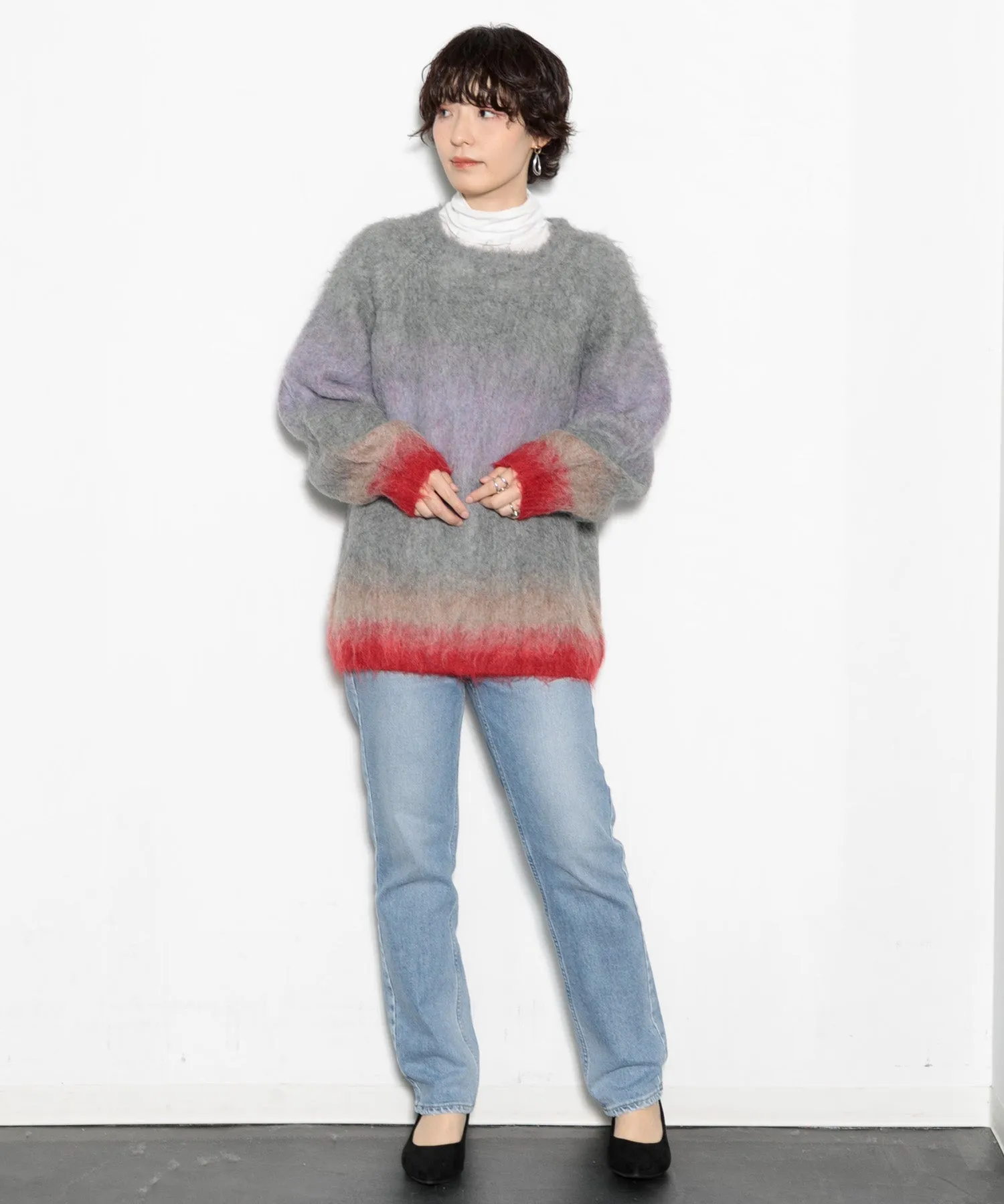 【WOMEN】シャギーグラデーションニットプルオーバー