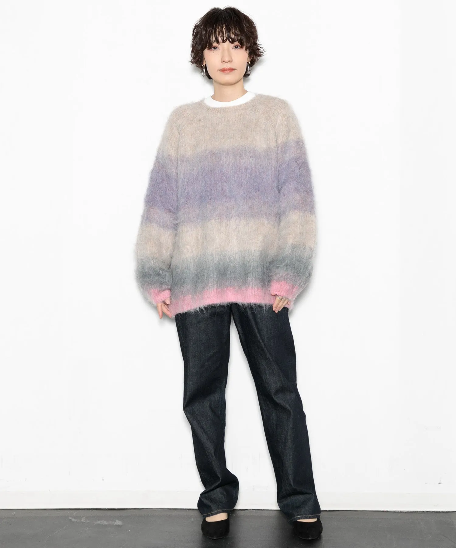 【WOMEN】シャギーグラデーションニットプルオーバー
