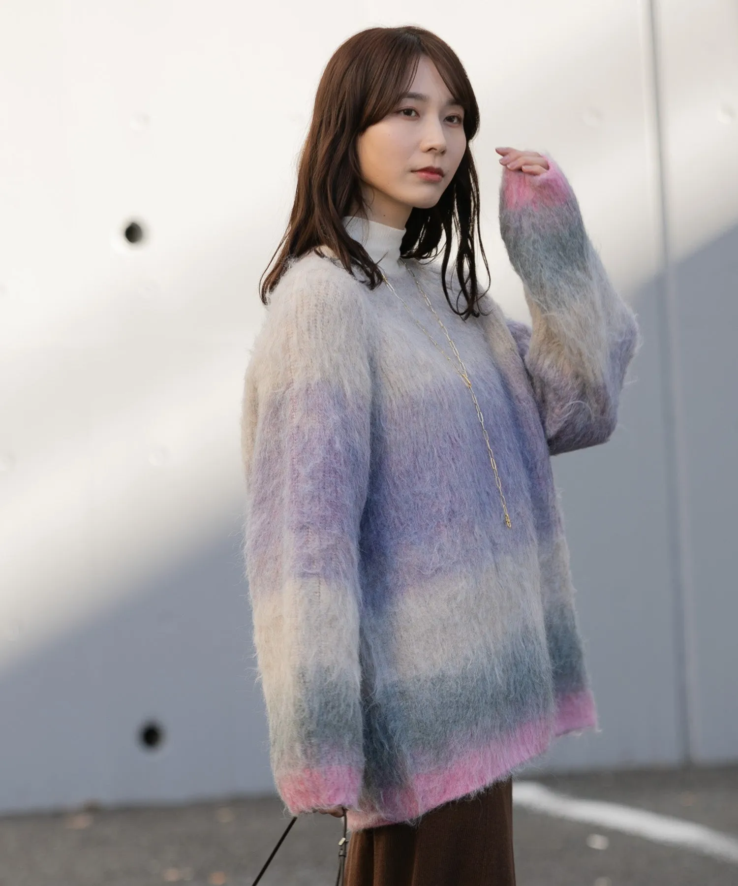 【WOMEN】シャギーグラデーションニットプルオーバー