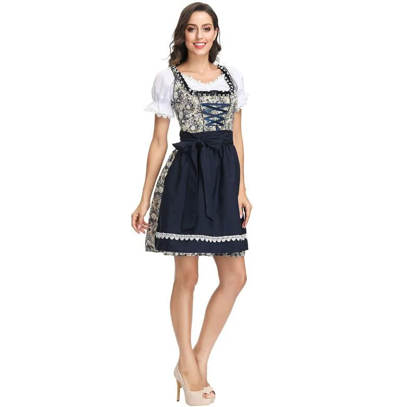 Women's 3 Pieces Oktoberfest Costume German Bavarian Beer Girl Dirndl Dress