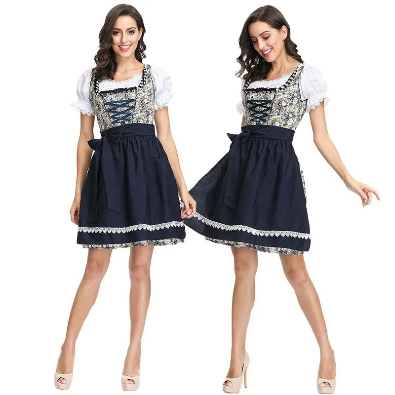 Women's 3 Pieces Oktoberfest Costume German Bavarian Beer Girl Dirndl Dress
