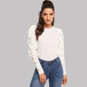 Women's Autumn Long Sleeved T-Shirt With Button