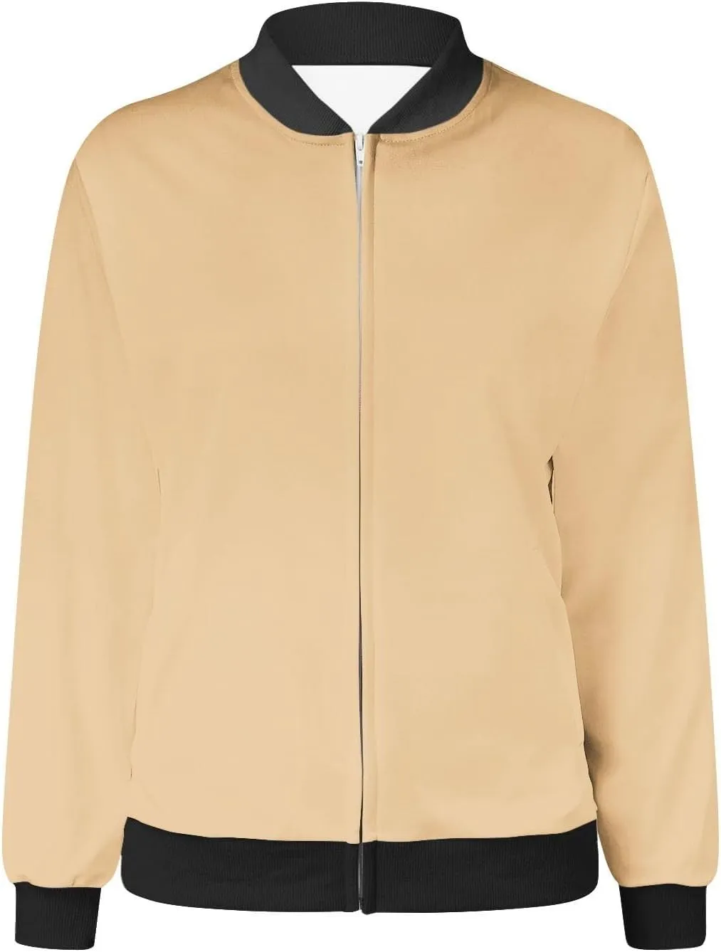 Women's Bomber Jacket Trendy Zip Up Lightweight Windbreaker Jacket Casual Fall Jackets for Women with Pocket