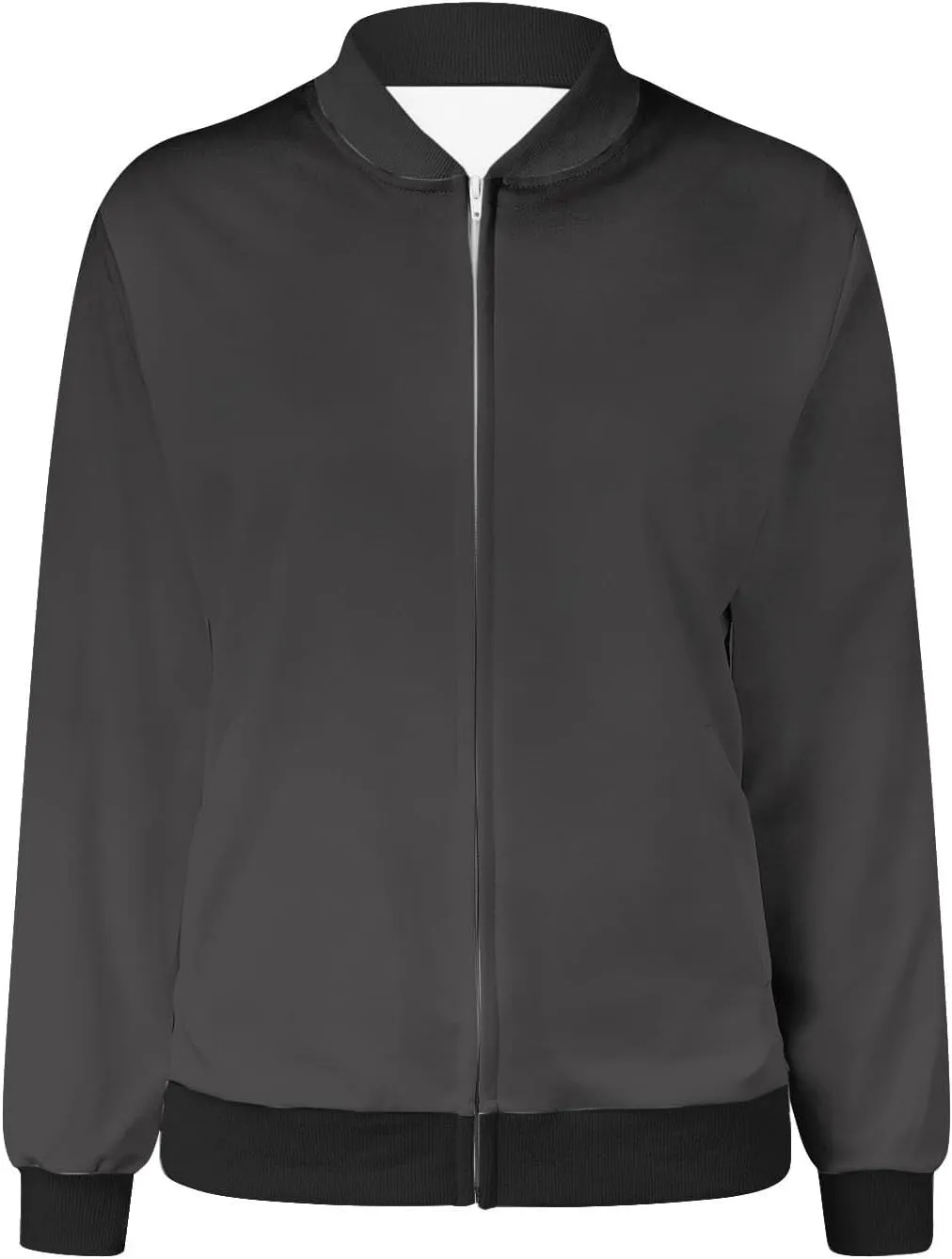 Women's Bomber Jacket Trendy Zip Up Lightweight Windbreaker Jacket Casual Fall Jackets for Women with Pocket