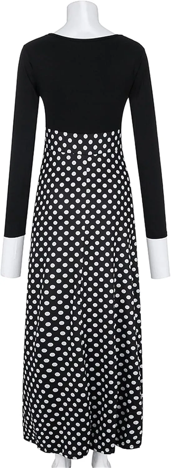 Women's Casual Dresses Floral Print Crewneck Maxi Dresses Long Sleeve Fall Dress